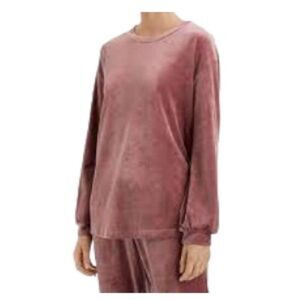 Hanro Favourites Luxury Velour Long Sleep Shirt Top Silent Pink Medium N…